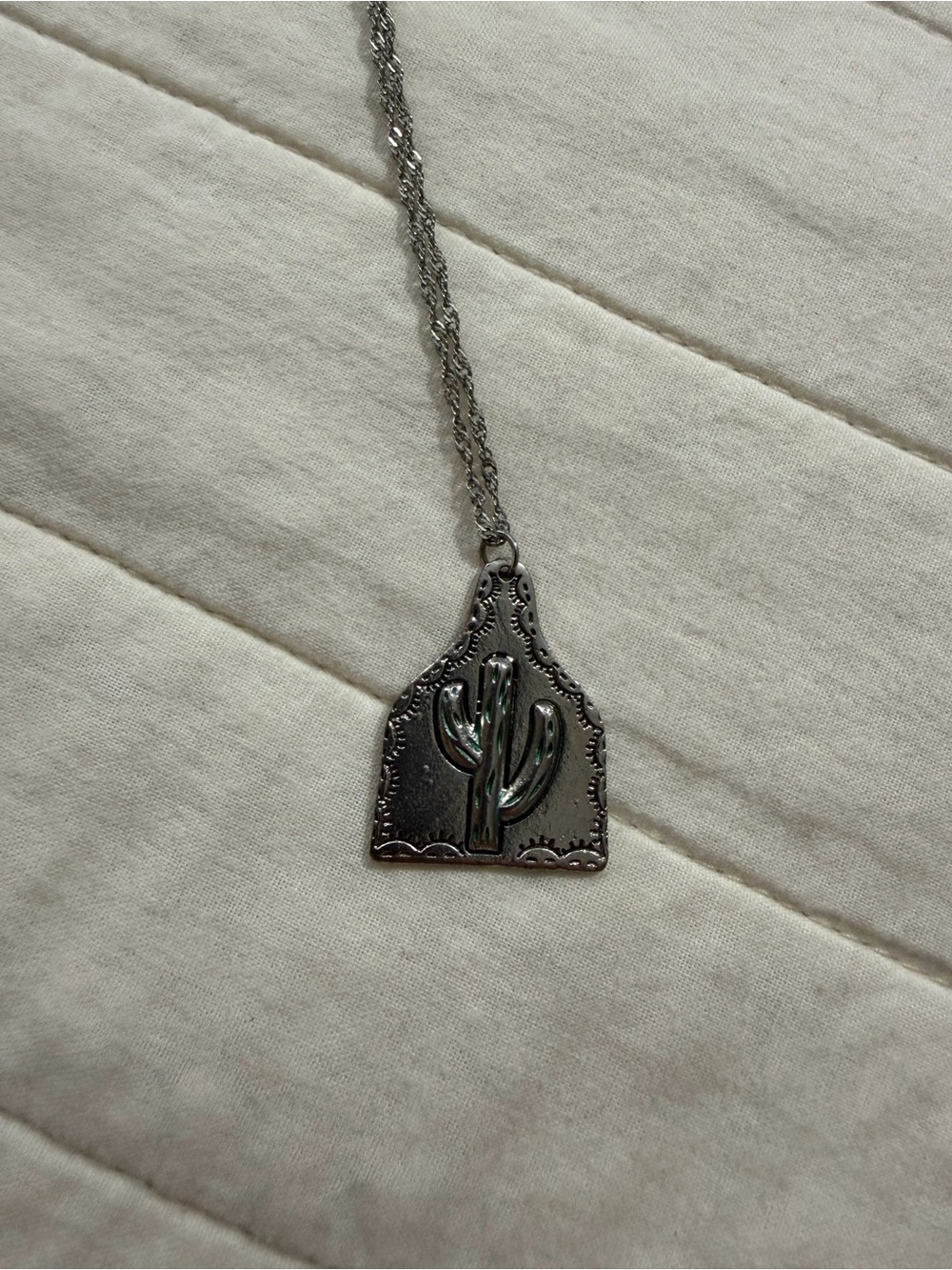 Silver Cactus Pendant Necklace - Women Jewelry